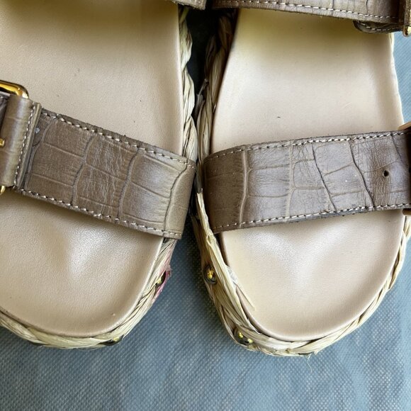 Donald Pliner Adjustable Larabee Sandals Shoes Sz 9 Leather Espadrille Slip On - Picture 4 of 9